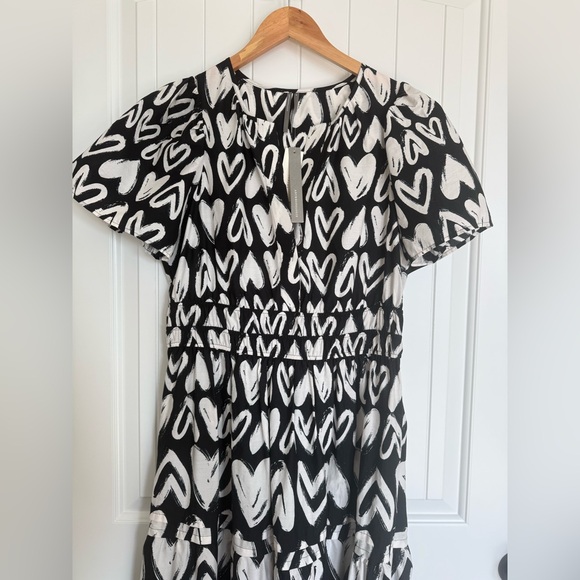 NWT Anthropologie Somerset Maxi Dress Heart Print Black White Poplin Medium - Picture 5 of 11